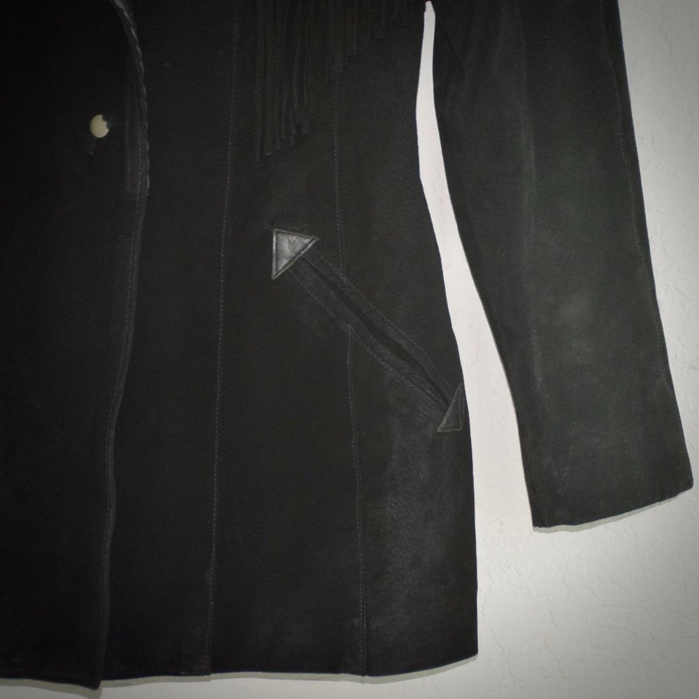 Phoenix Frontier Collection Vtg Black Suede Fringe - Picture 9 of 10